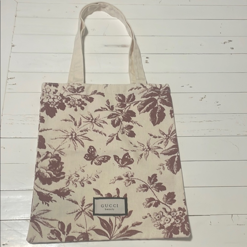 NWOT Gucci Beige Floral Tote Bag